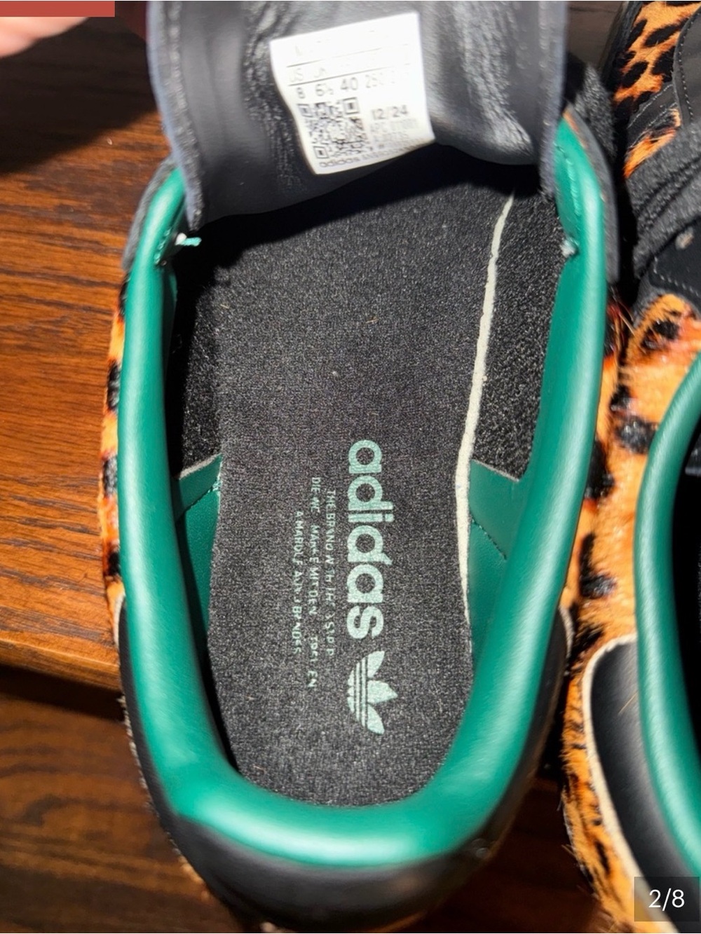 adidas Women’s Leopard Print Sneakers with Green Trim and Black Insole